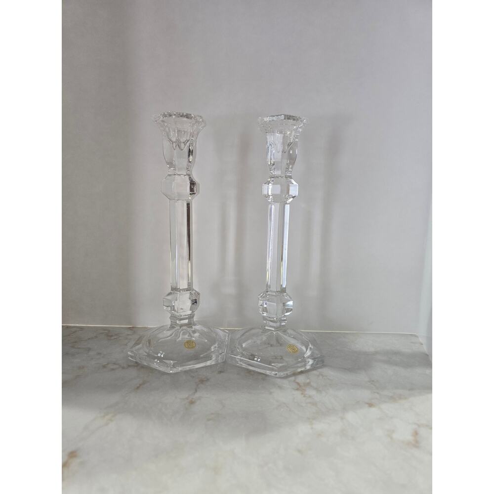 Candle Holders 24% Lead Crystal Slovakia 9"Tall